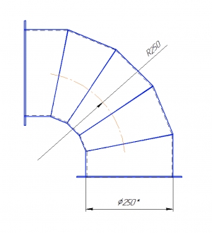 Колено 90 градусов 250 мм полипропилен