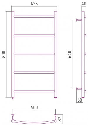 Полотенцесушитель электрический Стилье Формат №40 800x400